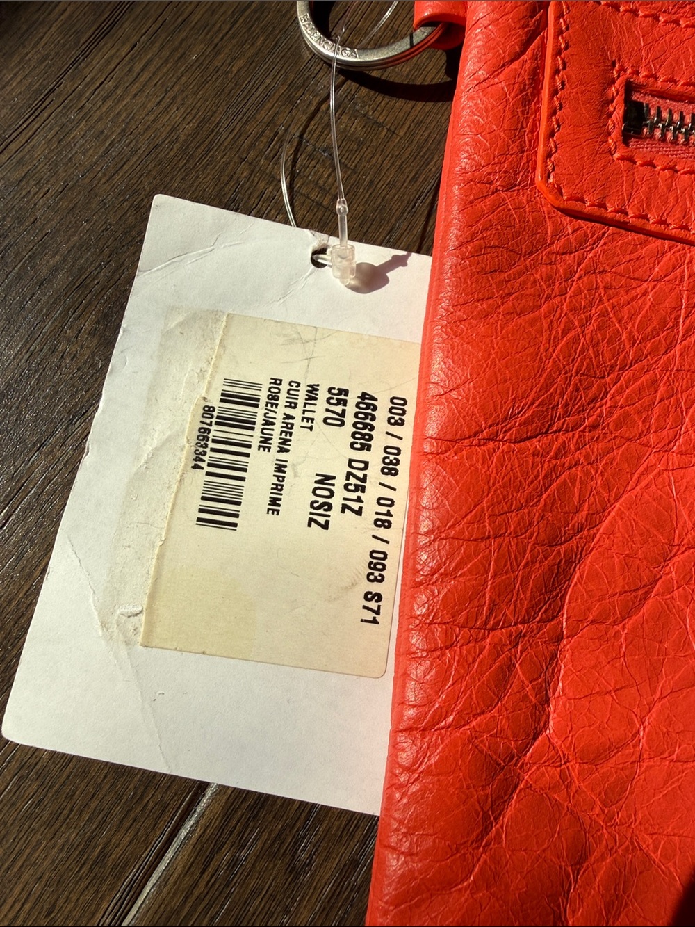 Balenciaga Coral Red Leather Zip Pouch Clutch - Picture 2 of 8